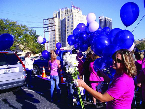 Purple balloons were brought to commemorate Daisy Strout. Courtesy Photo.
