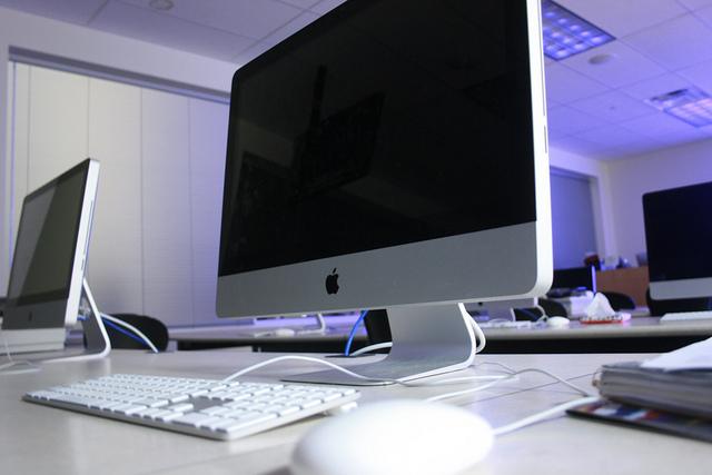 PC’s are still common in computer labs, but they are losing popularity with individuals. Photo by Courtney Inman.