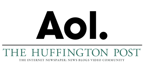 The Huffington Post merges with AOL. Logos courtesy of Wikimedia Commons.