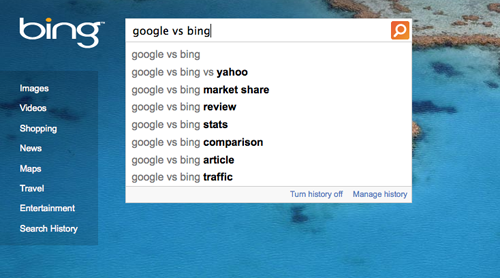 Google and Microsoft duel it over search algorithms. Screenshot by Georgia Romig.