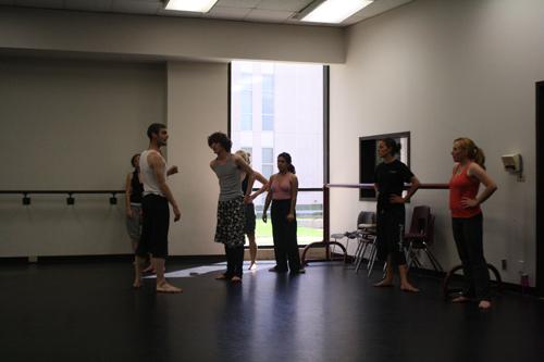 Daniel Galaska explains dance moves to the class. Photo by Melissa Bennett.