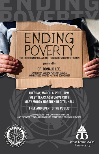 Ending Poverty poster. Courtesy of the WTAMU web site.