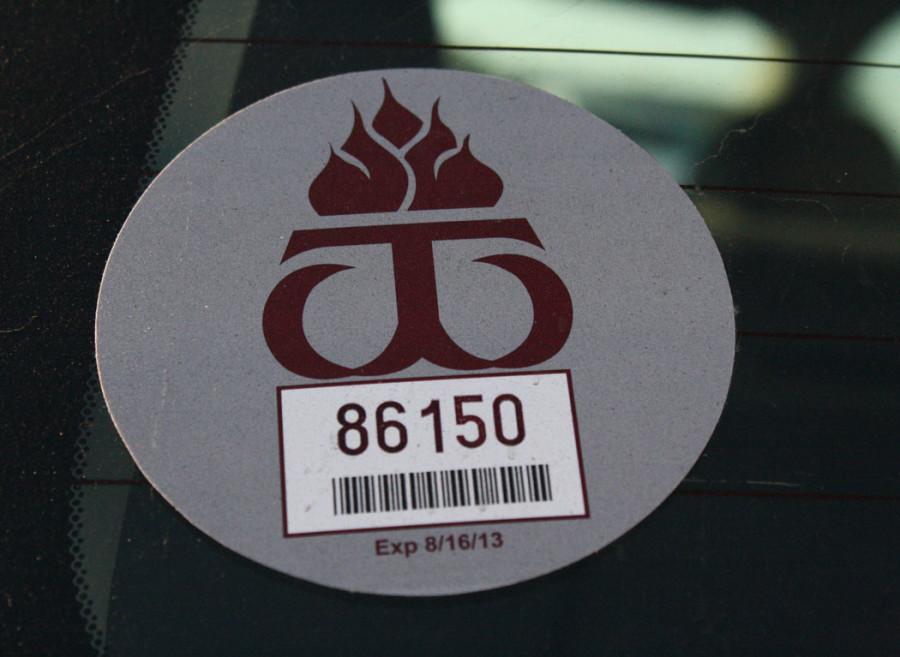 WTAMU Parking Permit Sticker. Photo by Chelo Rivera.