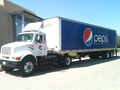 Pepsi trucks already begin rolling onto campus. Photo by Ashely Hendrick. (Featured Post Size.)