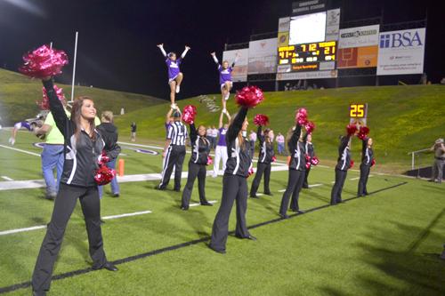 WT’s Pom Squad gets the crowd pumped up at the football game on Sept. 29. Photo by Alex Montoya.