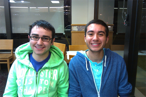 Roommates Victor Parra (senior) and Matthew Maolinar (sophomore) enjoy dinner at Wendy’s. Photo by Rebekah St. Clair.