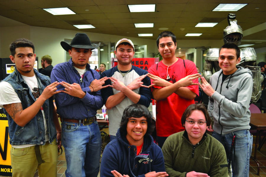 Omega Delta Phi displaying their letters in the JBK during rush week. Photo by Alex Montoya.