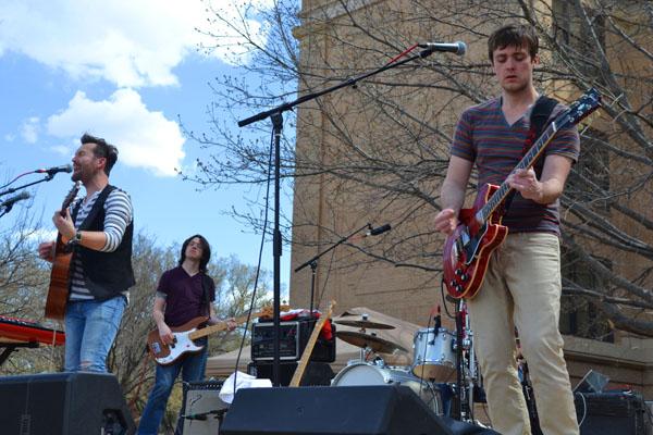 The Well Reds performing in the Pedestrian Mall during Spring Fling. Photo by Alex Montoya.