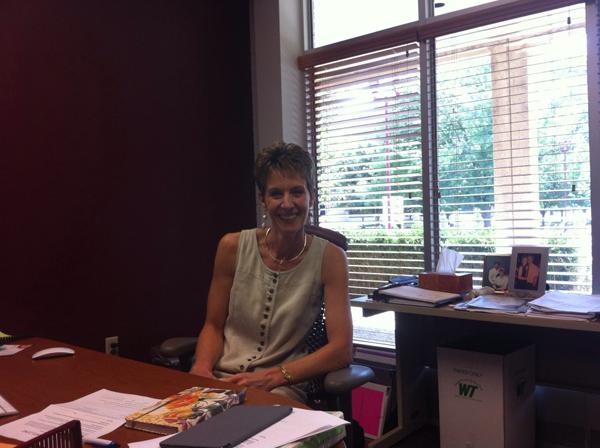 Dr. Eddleman seated at her desk. Photo courtesy of Tyler Anderson.