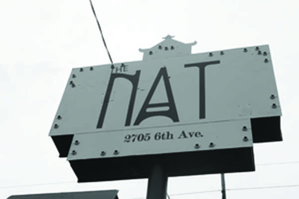 The sign in front of the Nat.