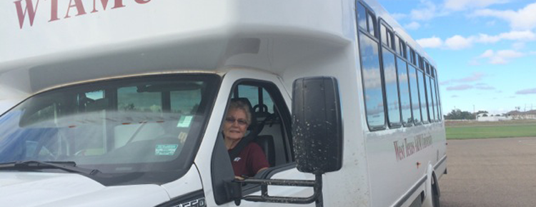 The woman behind the wheel of WT’s shuttle bus