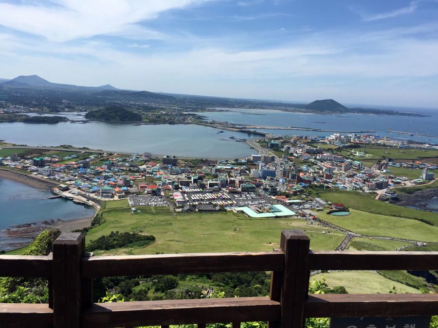 Visitors to the top of Sunrise Peak can see miles of Jeju Island from there.