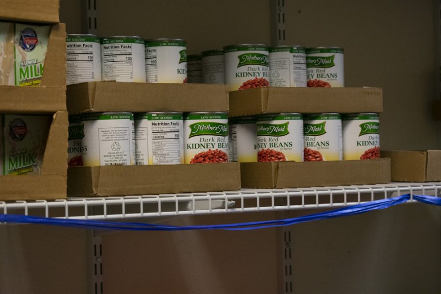 The food pantry located in the CSC is often restocked every Thursday.