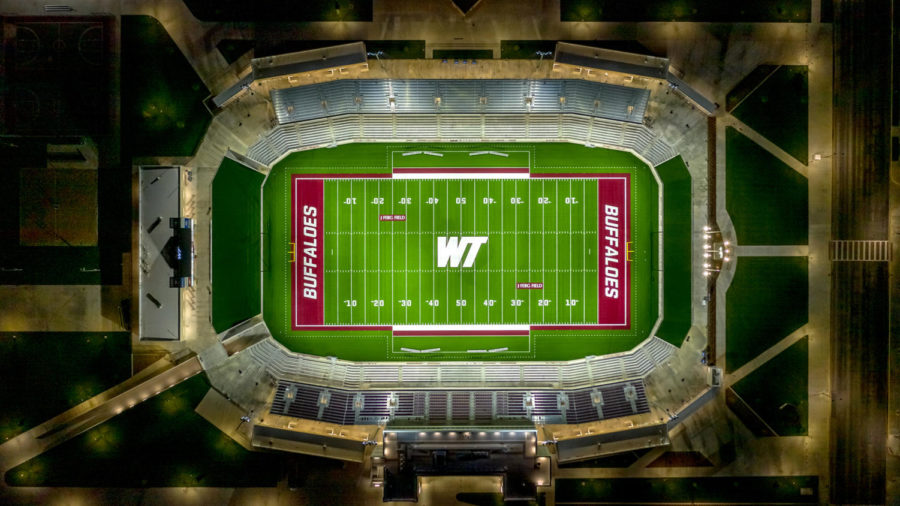 A drone-view of the WT football field.