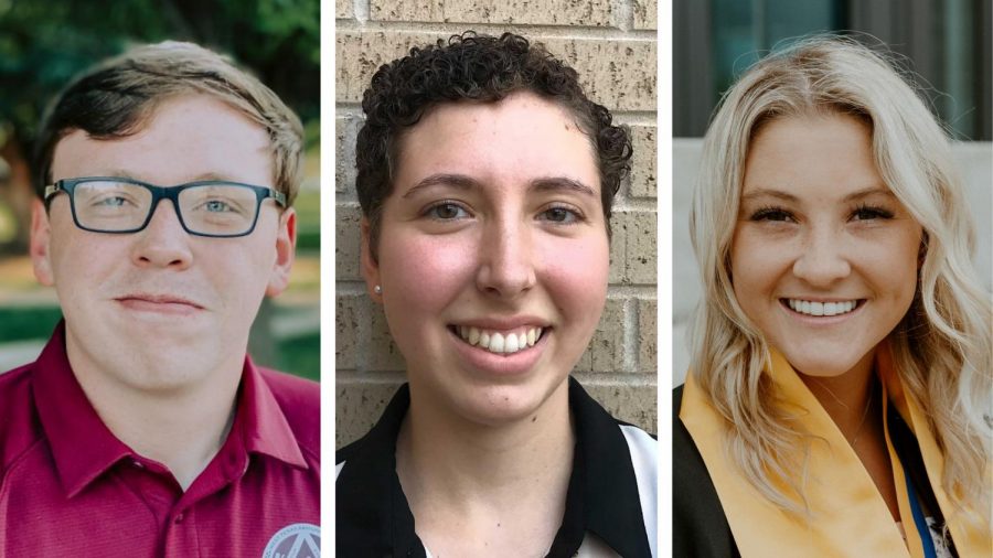 Clarence Warren, Hannah Valencia and Madison Zick, 1910 PRs leadership team for the Fall 2021 semester. Image by WTAMU Communication and marketing