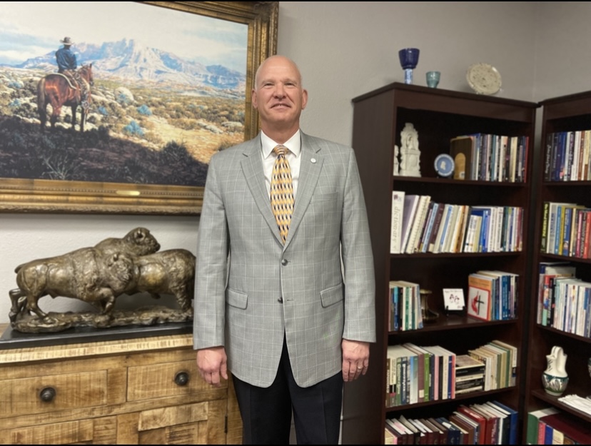 Dr. Todd W. Rasberry in his office on Oct. 20, 2021 after an interview on donations to WTAMU