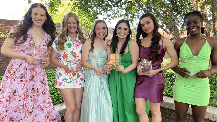 West Texas A&M University Dance honored top students at a May 4 banquet. Awardees include, from left, Kaitlyn Roberson, Kynleigh Hilton, Penelope Welch, Abbi Roe, Hannah Hosnedl and Zakyya Taylor. Not pictured is Jayden Lucas.
