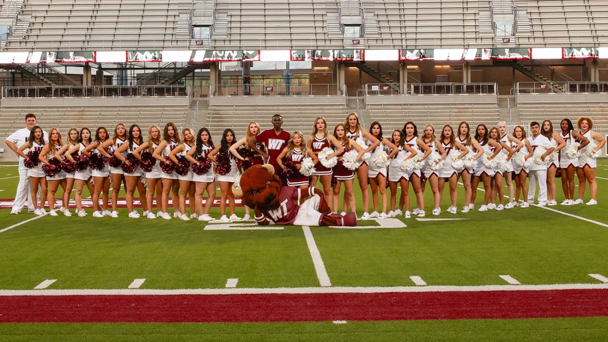 The WT Spirit Squad is ready to root on the home teams, as well as participate in several other University activities. (Photo by Chelsey Westfall) 
