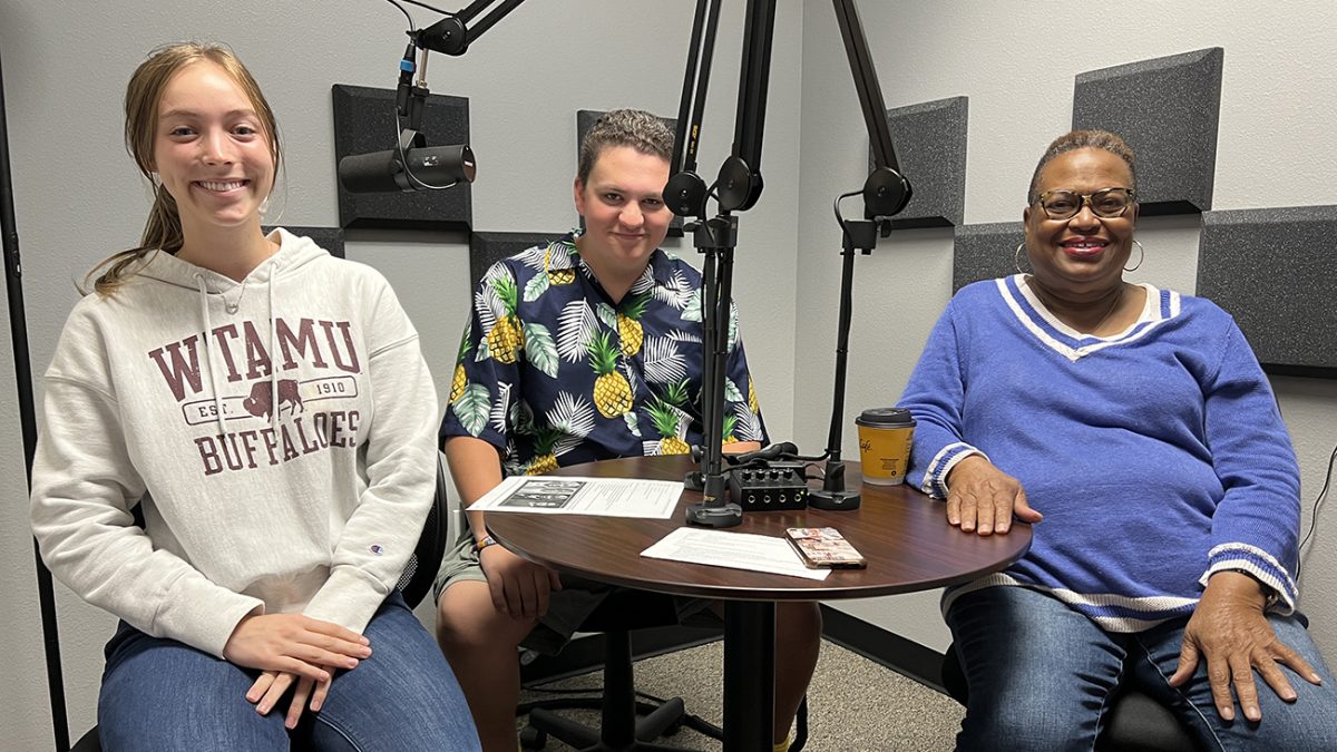 "I Am WT" podcast hosts Myka Bailey and Thomas Rodriguez interview West Texas A&M University alumna Delores Neal Thompson for the Season 2 premiere of the student-run show.
