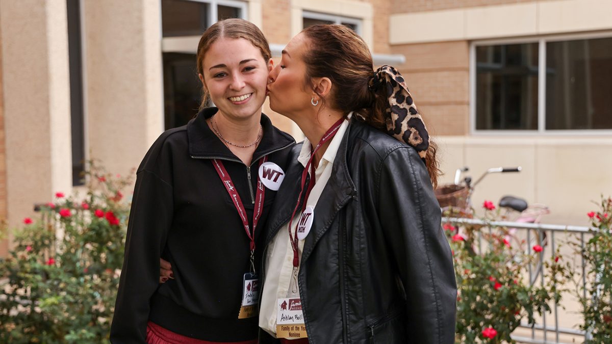 Isabella Van Stavern, a freshman wildlife biology major from Canyon, and her mother, Ashley Bell, an interior designer at Officewise in Amarillo, were honored as West Texas A&M University Family of the Year during Family Weekend celebrations Oct. 28.