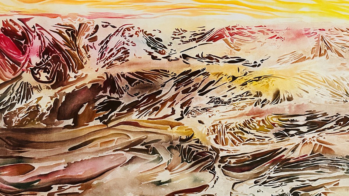 "Becoming," a painting inspired by manipulated and sculpted bedsheets, is among the works by artist Katy George in her exhibition "The Interconnected Landscape," opening Oct. 5 in West Texas A&M University's Dord Fitz Formal Art Gallery.