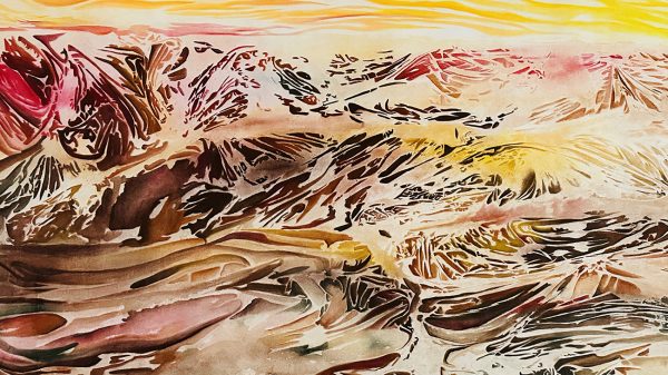Becoming, a painting inspired by manipulated and sculpted bedsheets, is among the works by artist Katy George in her exhibition The Interconnected Landscape, opening Oct. 5 in West Texas A&M Universitys Dord Fitz Formal Art Gallery. 