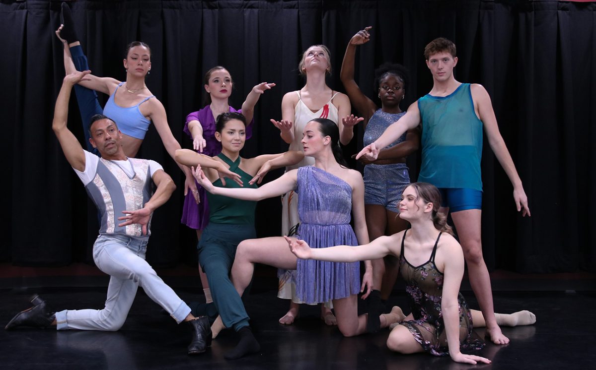 Seniors in West Texas A&M University Dance have choreographed solo and group numbers for Falling into Dance, on stage Nov. 16 to 19. Pictured are, back from left, Jamison Uselding, Penelope Welch, Kynleigh Hilton, Zakyya Taylor and Matthew Miller; and, front from left, Anthony Femath, Emily Evans, Eden Lovett and Alexandra McPhillips.