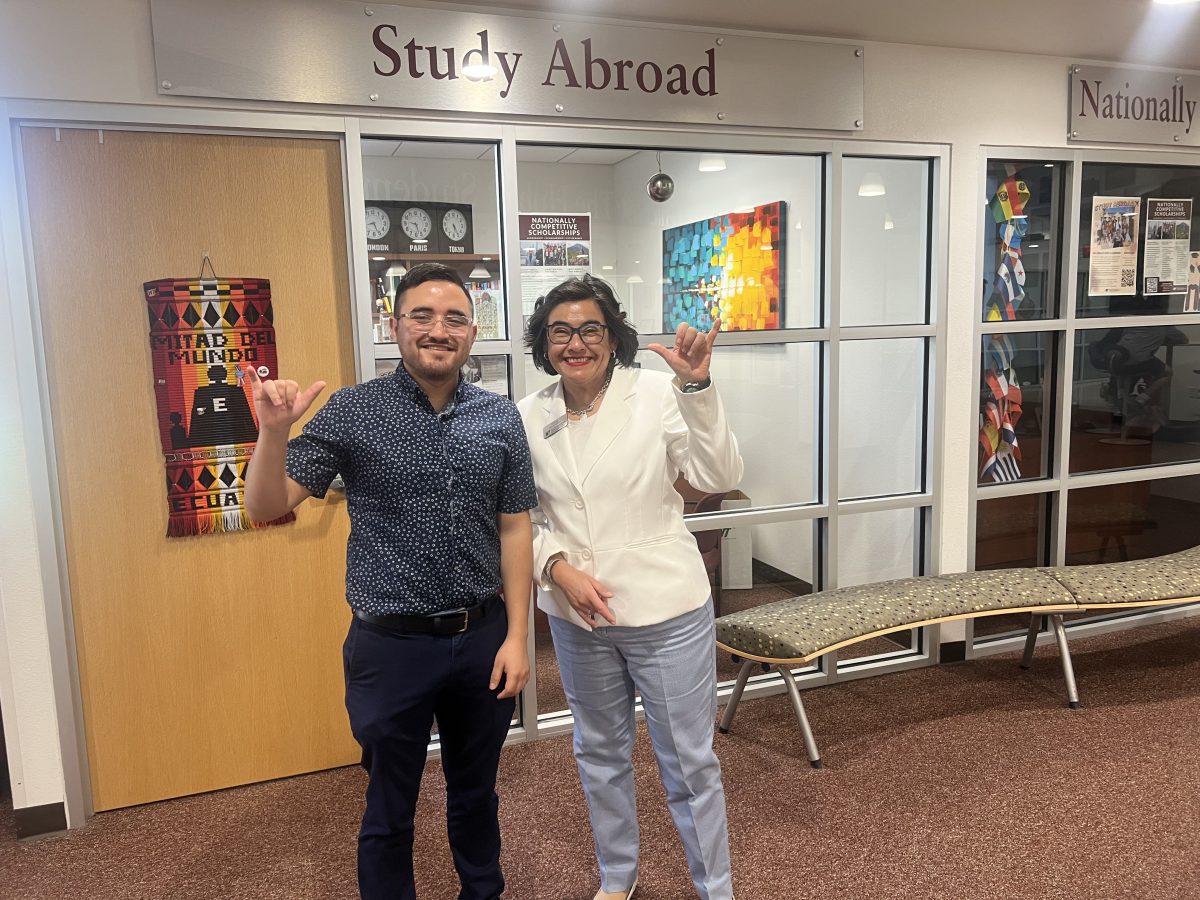 Director Jonathan Cordova, left, and Coordinator PJ Hunt, right, lead the Office of Study Abroad and Nationally Competitive Scholarships.