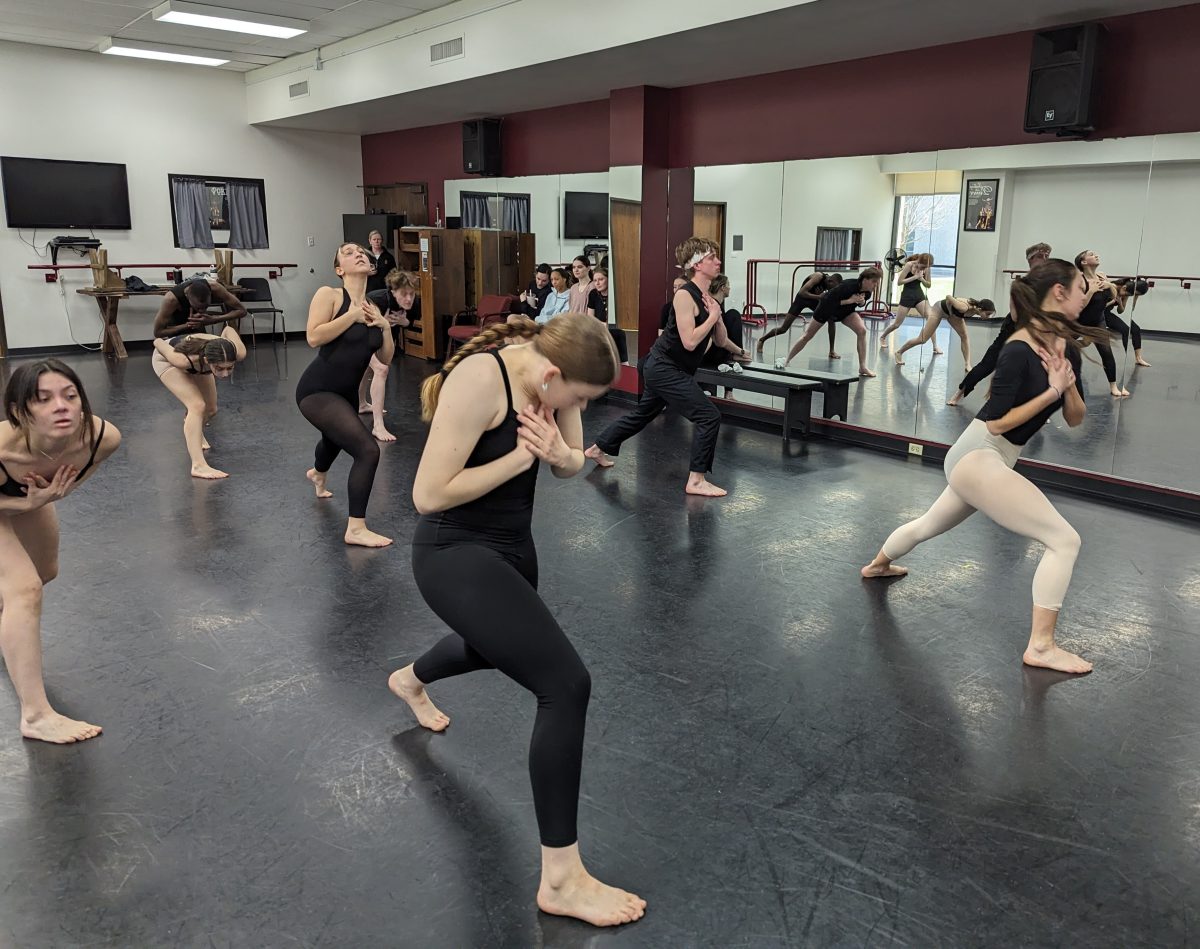 WT Dance majors rehearse for Portraits of Dance in Mary Moody Northern Hall.