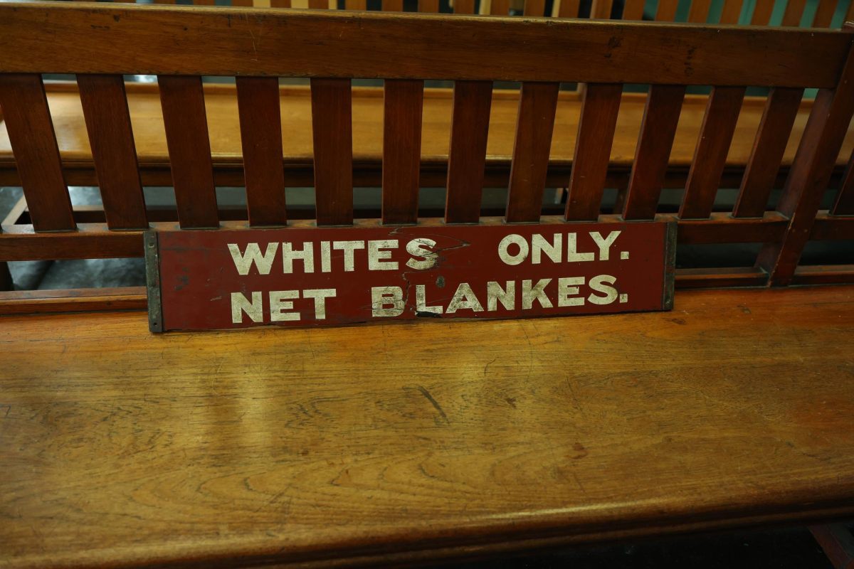 A sign from Apartheid times displayed in a museum located in Laga, one of the oldest townships at 100 years. 